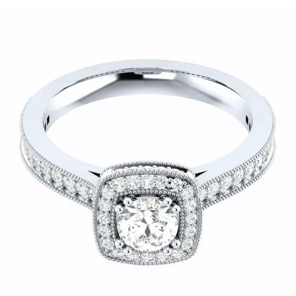 Fashion Round  White Sapphire 925 Silver Ring